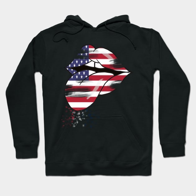 Red, White and Blue USA Mouth Hoodie by Sheila’s Studio